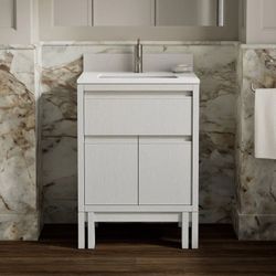 Kohler 24" Solive Bathroom Vanity with Sink and Quartz Top in White $450