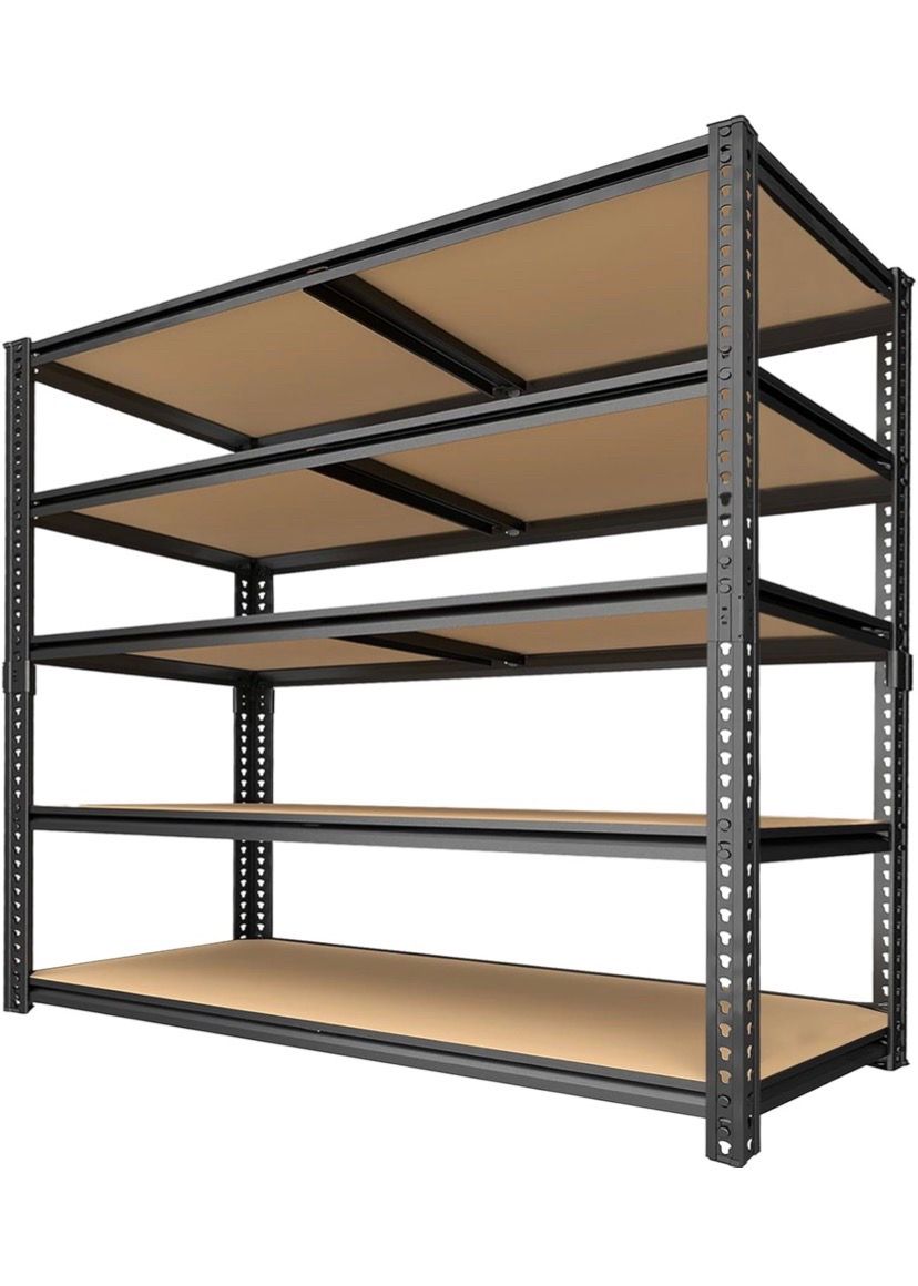 Garage Shelving Unit,40''W Black Storage Shelf,5 Tier Storage Racks and Shelving, Shelves Units Free Standing, Heavy Duty Metal Adjustable Shelves for