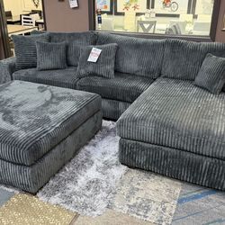 Many Colors - CORDUROY - Couch with Chase and Ottoman - SAME DAY DELIVERY