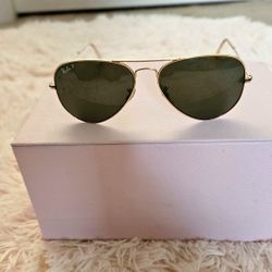 Rayban Gold Polarized Aviator Sunglasses