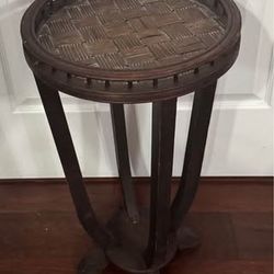 Pedestal Accent Table Plant Stand with Woven Top just $20