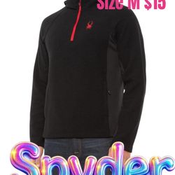 Spyder Jacket Mens Medium Black Marled Quarter Zip Pullover Fleece Sweater💖💖