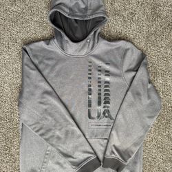Under Armour Cold Gear Black Gray UA Logo Pullover Hoodie Sweater L