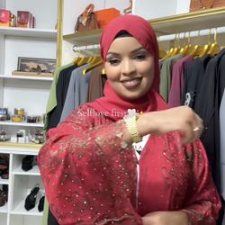 Lace Red Dress With Silver Beads 