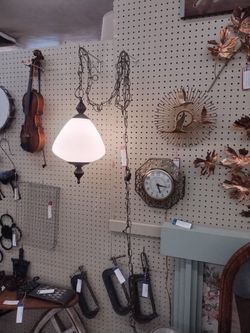 Vtg MCM Hanging Lamp with roller switch
