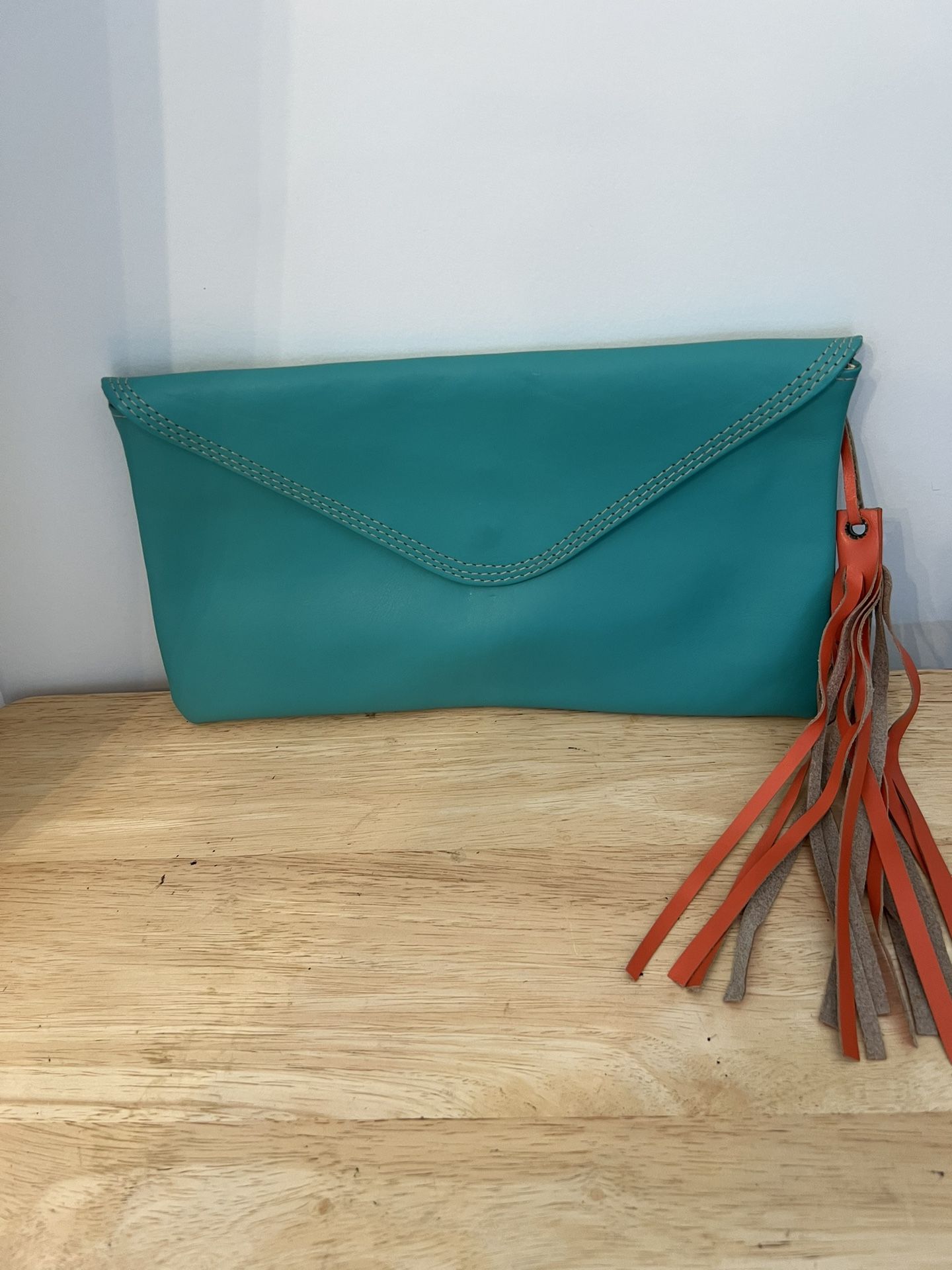 Blue green turquoise cut clutch purse
