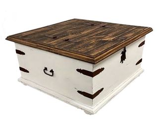 ARC09-W- Square Trunk White 2 Piece Coffee Table Set