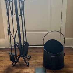 Fireplace Tools & Ash Bucket with Shovel