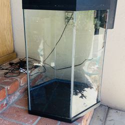 Fish Reptile Octagon Tank 20 Gallon Led Lights, Cover & Pump