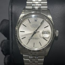 36mm Authentic Rolex Datejust - Silver Dial - Comes with Box and authenticity card