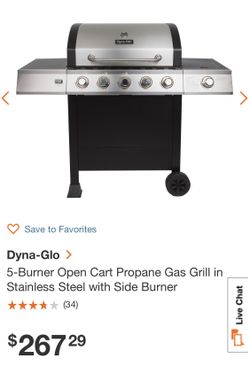 Dyna Glo new gas grill with full propane tank