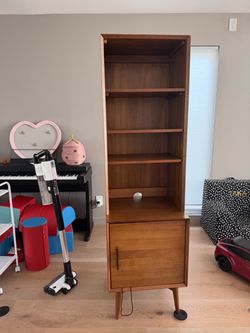 West Elm Mid-Century Bookcase Shelves w/ Closed Storage Cabinet