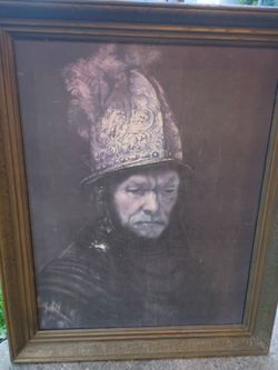 Old man soldier Rembrandt print on canvas