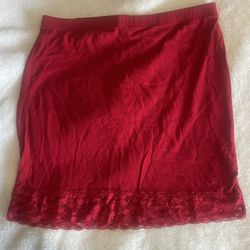 FASHION NOVA, Women’s Red Mini Skirt With Lace On The Bottom, Size L