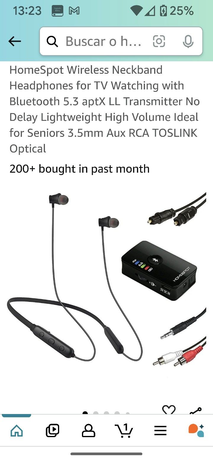 HomeSpot Wireless Neckband Headphones for TV Watching with Bluetooth 5.3 aptX LL Transmitter No Delay Lightweight High Volume Ideal for Seniors 3.5mm