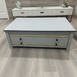 Rectangular Grey Coffee Table With Drawers 45" x 26