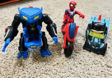 Spider Man And Batman Mobile Toys. All For $25.00