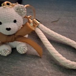 White BLING Bear Purse Charm/ Keychain