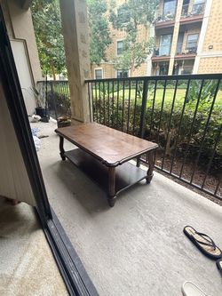 Dark Wood Coffee Table with Lower Shelf