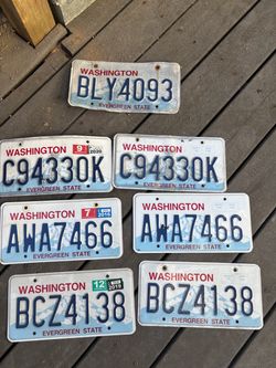 Washington State License Plates Lot of 7 for$50 or best offer