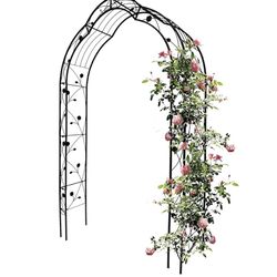 Assembled New 8 Ft Metal Garden Arch, Assembly Garden Arbor Trellis Climbing Plants Support Rose Arch Outdoor Wedding Arch Party Events Archway