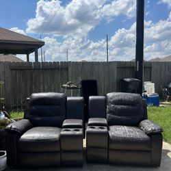 2 Peice Theater Reclining Set…2 Storage Spaces,4 Cup Holders