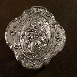 Antique Italian Pillbox musei vaticani LAL Silver tone religious italy READ DESC