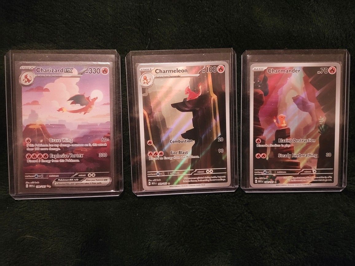Pokemon SV 151 3 card lot - Charizard ex 199 - Charmeleon 169 - Charmander 168 NM-M