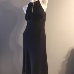 ANNE KLEIN 100% Silk Black Lace Sequins Drop Waist Cocktails Dress Size 4