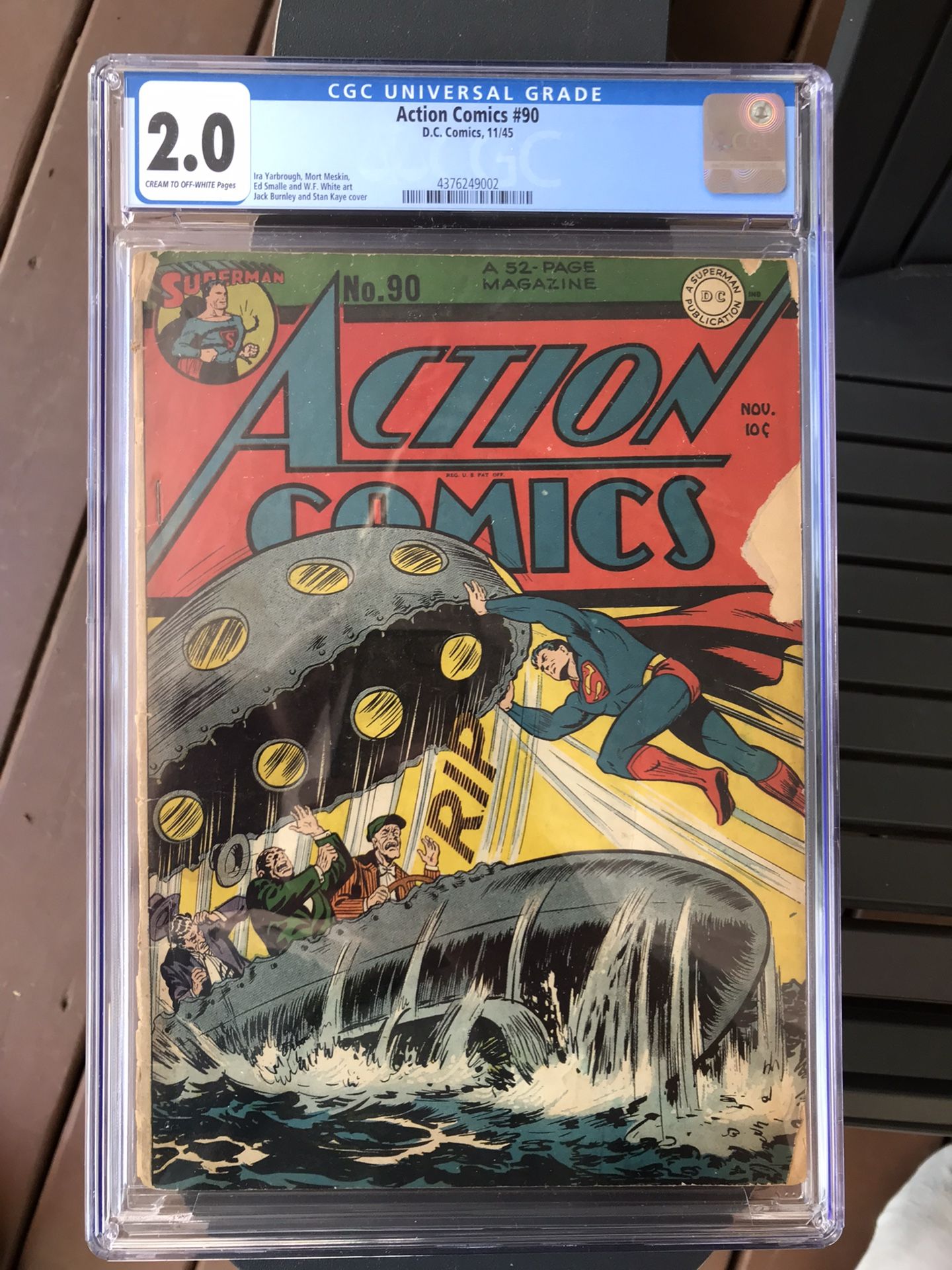 Action Comics #90 (1945) CGC 2.0 — Jack Burnley & Stan Kaye Submarine Cover