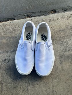 White platform vans slip ons