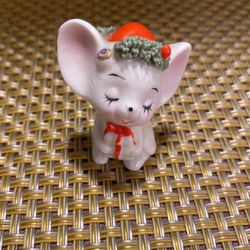 Christmas Mouse Figurine Vintage 