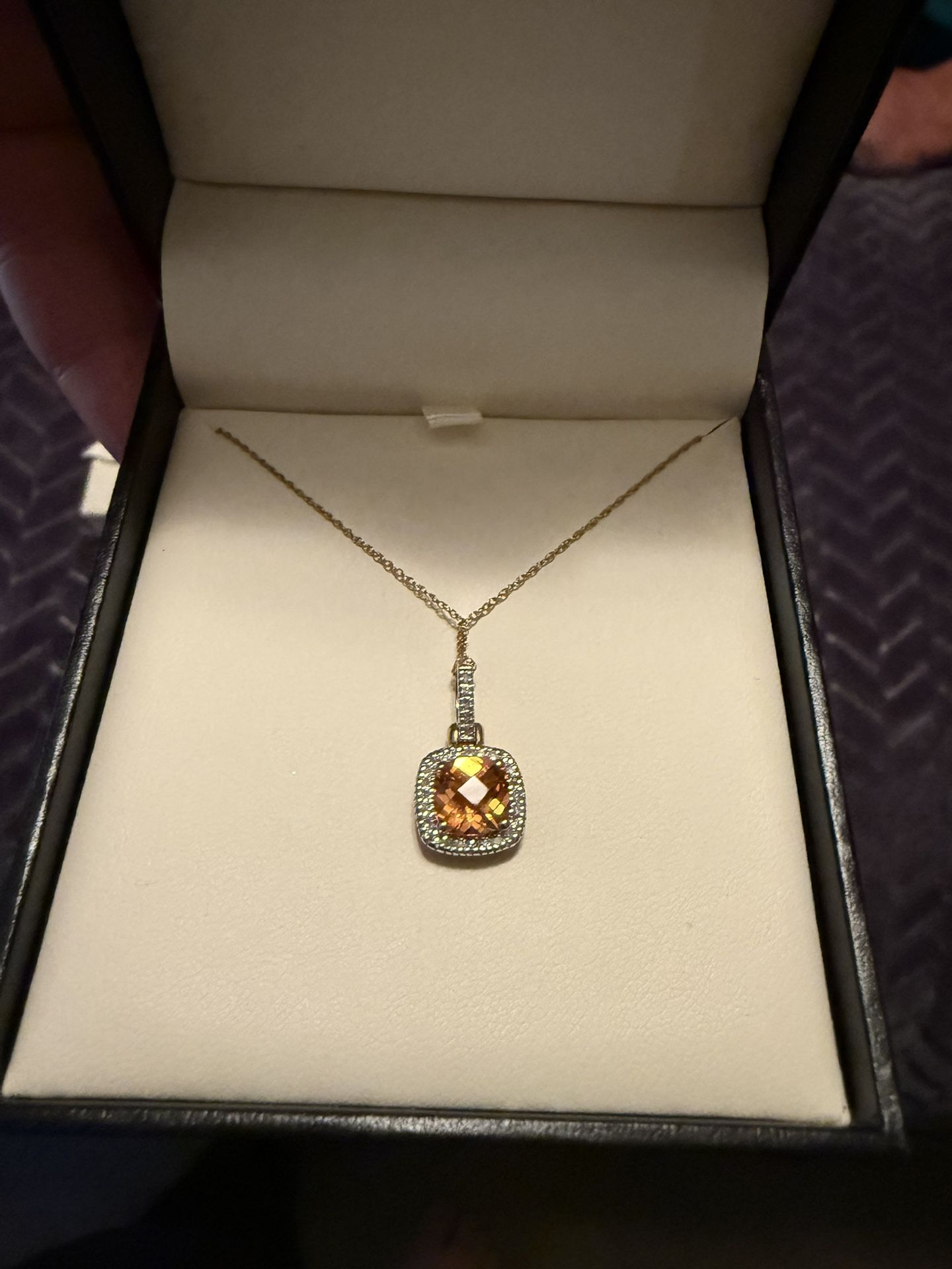 Citrine and Diamond Yellow Gold Necklace