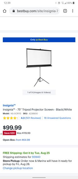 Insignia 75 in projection screen