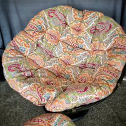 Papasan Rattan Chair + Ottoman/Footstool; Paisley