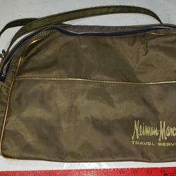 Vintage Neiman Marcus Travel Service green nylon carryon bag, c. 1980s