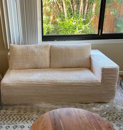 69” Cloud Boneless Couch Sofa, Beige White- BRAND NEW