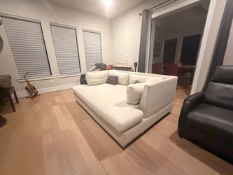 Mitchell and Gold - TV room Large beige Fabric Sectional Sofa