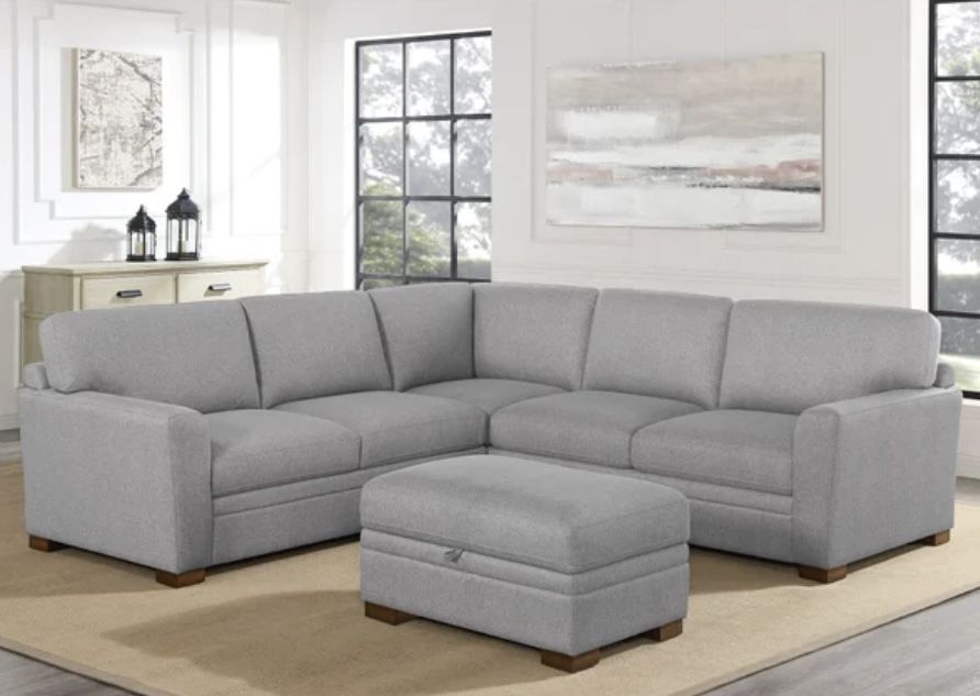 Sectional with Storage Ottoman- Thomasville Langdon Fabric Sectional with Storage Ottoman