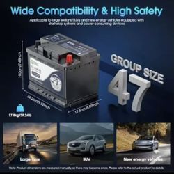 BCI Group 47 Car Battery 12V 60Ah H5 AGM Battery Performance Series High Power 660CCA 100RC