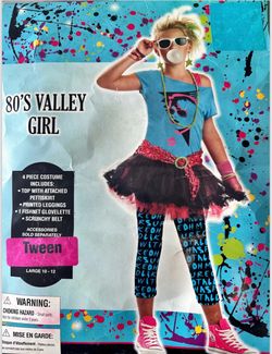 80's Valley Girl Tween Halloween Costume Large 10-12