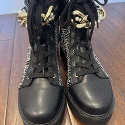Karl Lagerfeld Paris Curb Chain Lug Combat Boots