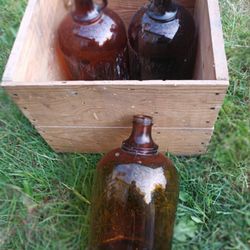 Vintage Amber Colored 1 Gal Growler Jugs $10 A piece 
