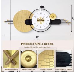 47x19 Inch Oversized Modern Silent Wall Clock for Living Room Decor | Battery