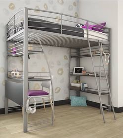 Loft bed with shelves