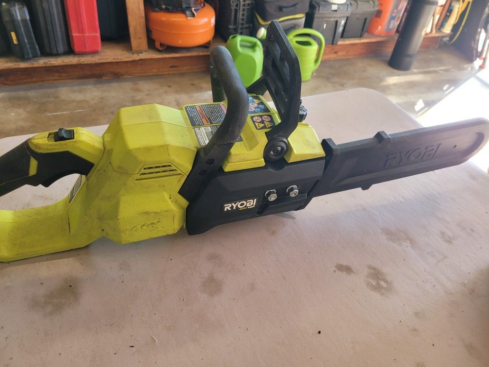 2 Chain Saws-Ryobi 40v & Homelite Electric