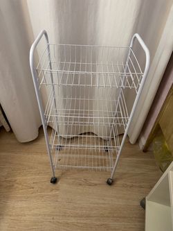 White 3-Tier Wire Storage Cart on Wheels