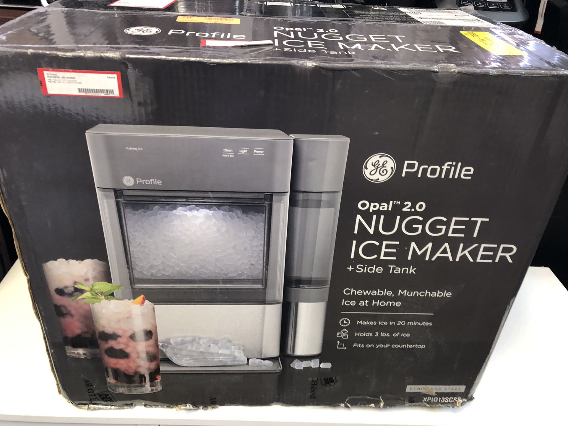 GE Profile - Opal 2.0 24-lb. Portable Ice maker with Nugget Ice Production, Side Tank and Built-in WiFi - Stainless steel Model:XPIO13SCSS