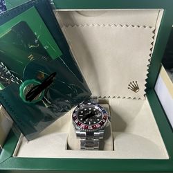 Stainless Steel Red/Blue Bezel Watch w/ Box & Papers