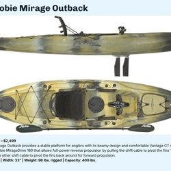 2017 Hobie Kayak , Mirage Outback.